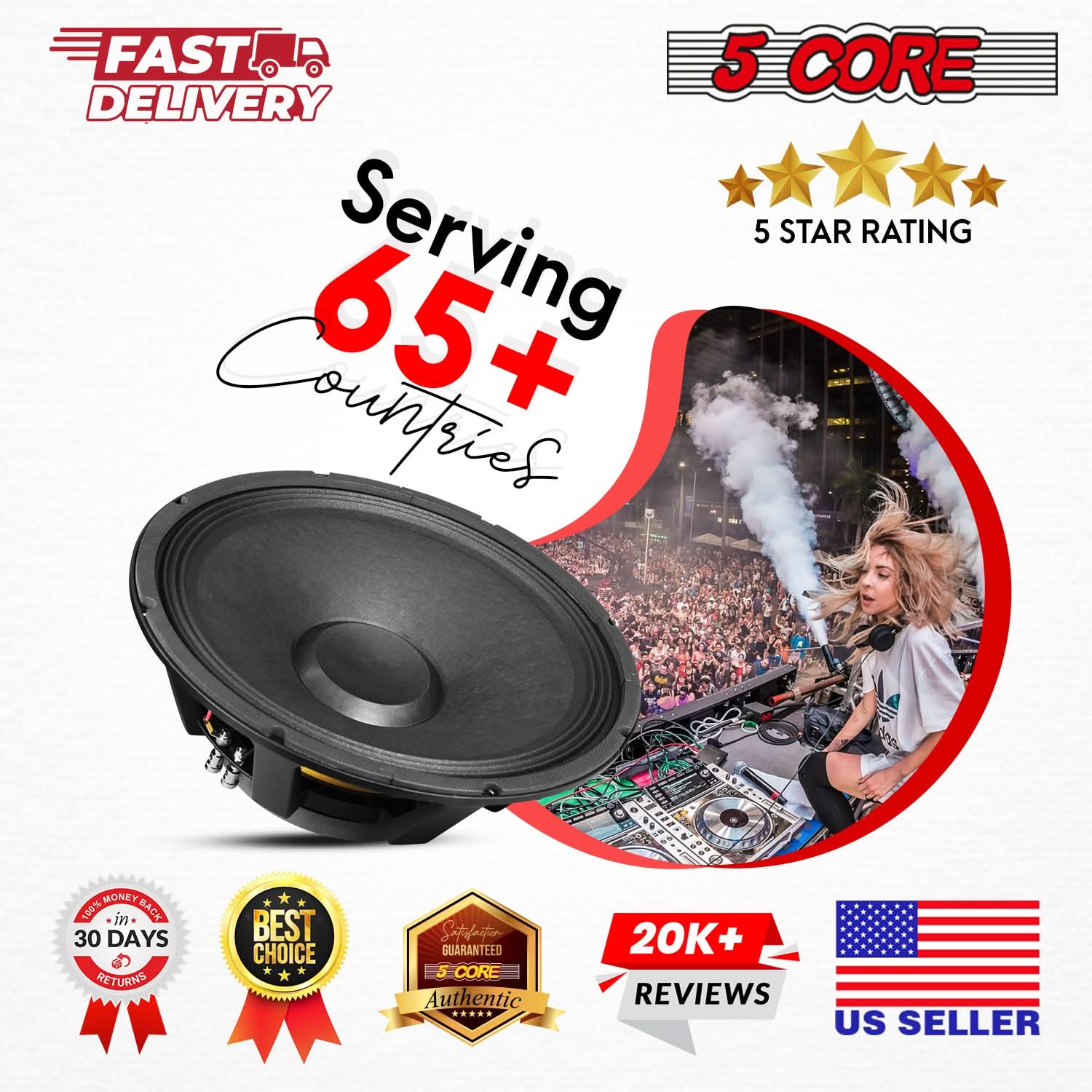 5Core 15 Inch Subwoofer Speaker 1500W Peak 8 Ohm Full Range Replacement DJ Sub Woofer - Image 10