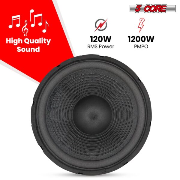 5Core 12 Inch Subwoofer Speaker 1200W Peak 4Ohm Audio Replacement Sub woofer - Image 2