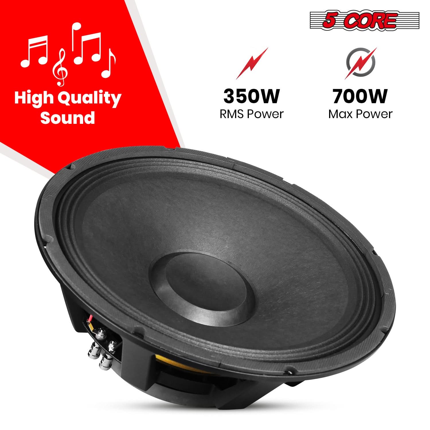 5Core 15 Inch Subwoofer Speaker 1500W Peak 8 Ohm Full Range Replacement DJ Sub Woofer - Image 2