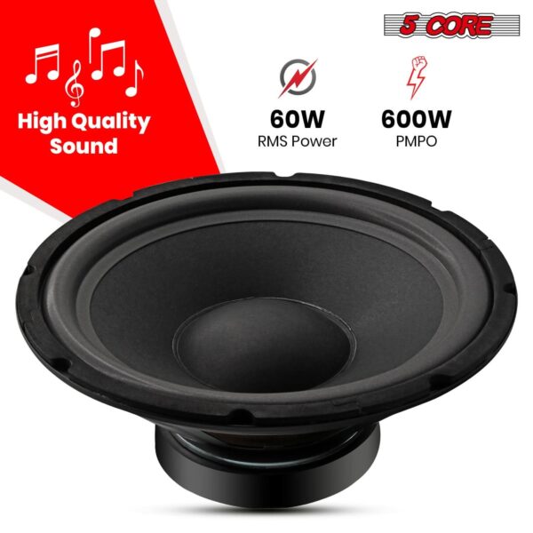 5Core 10 inch Subwoofer Speaker 600W Peak 8Ohm PA DJ Replacement Sub Woofers - Image 3