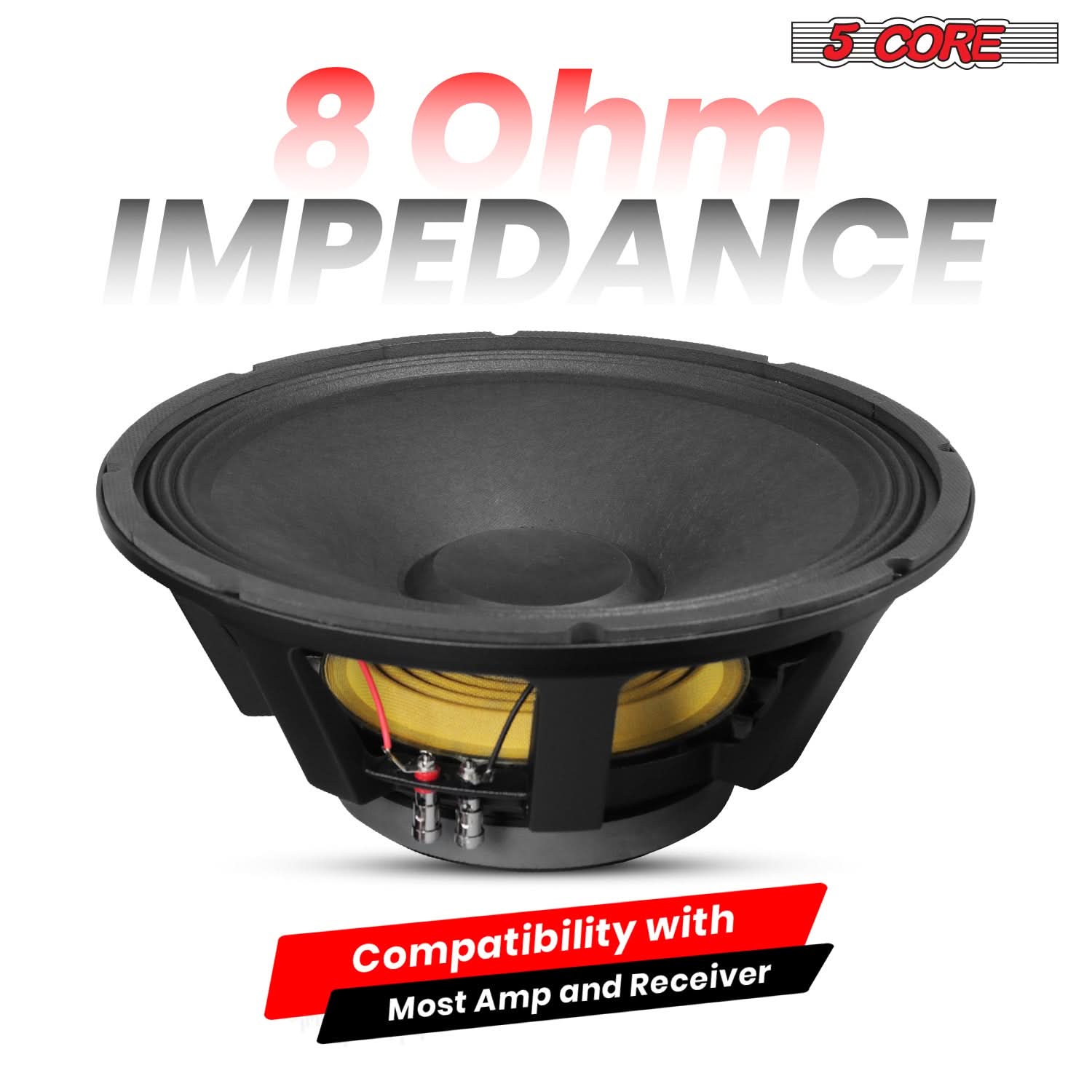 5Core 15 Inch Subwoofer Speaker 1500W Peak 8 Ohm Full Range Replacement DJ Sub Woofer - Image 4