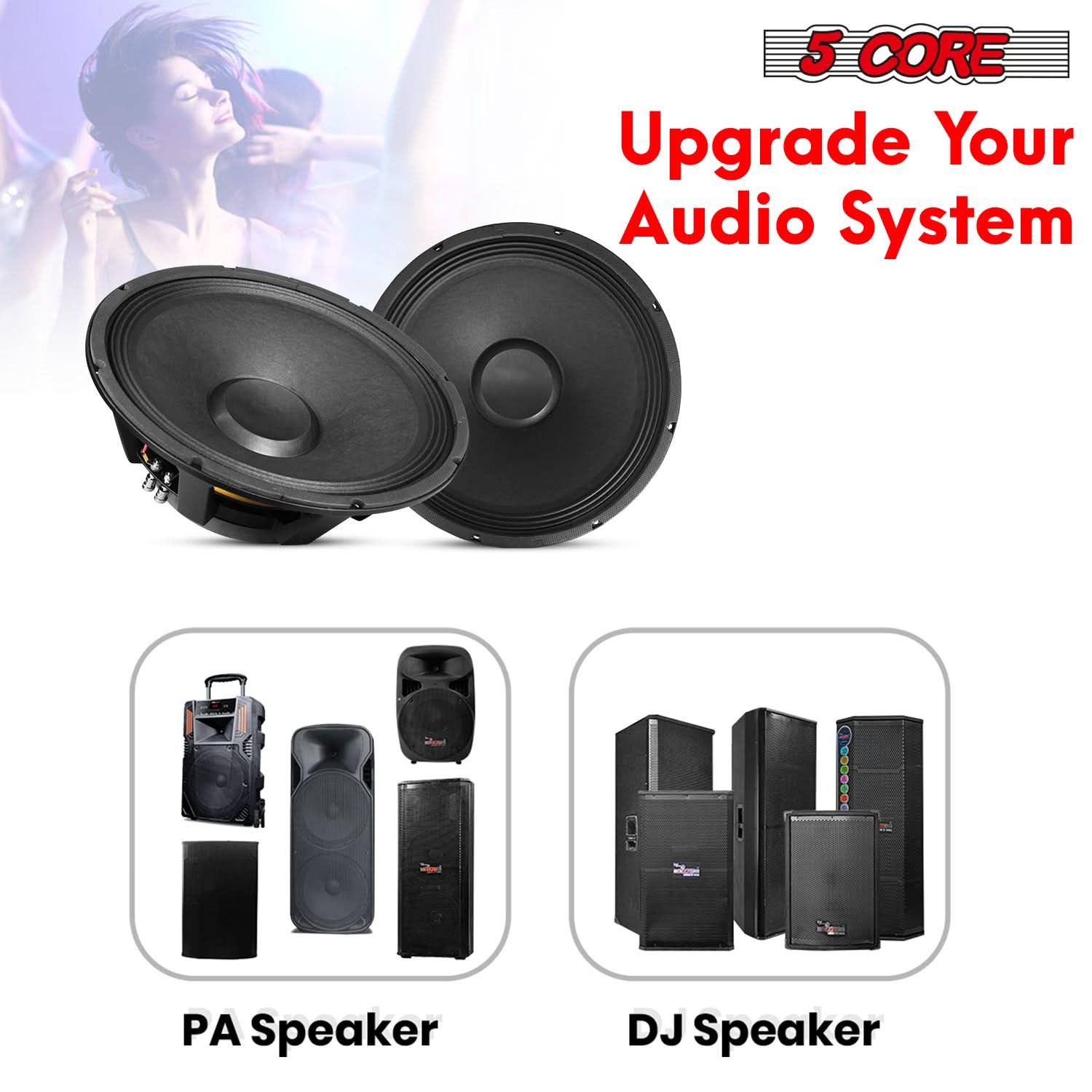 5Core 15 Inch Subwoofer Speaker 1500W Peak 8 Ohm Full Range Replacement DJ Sub Woofer - Image 9