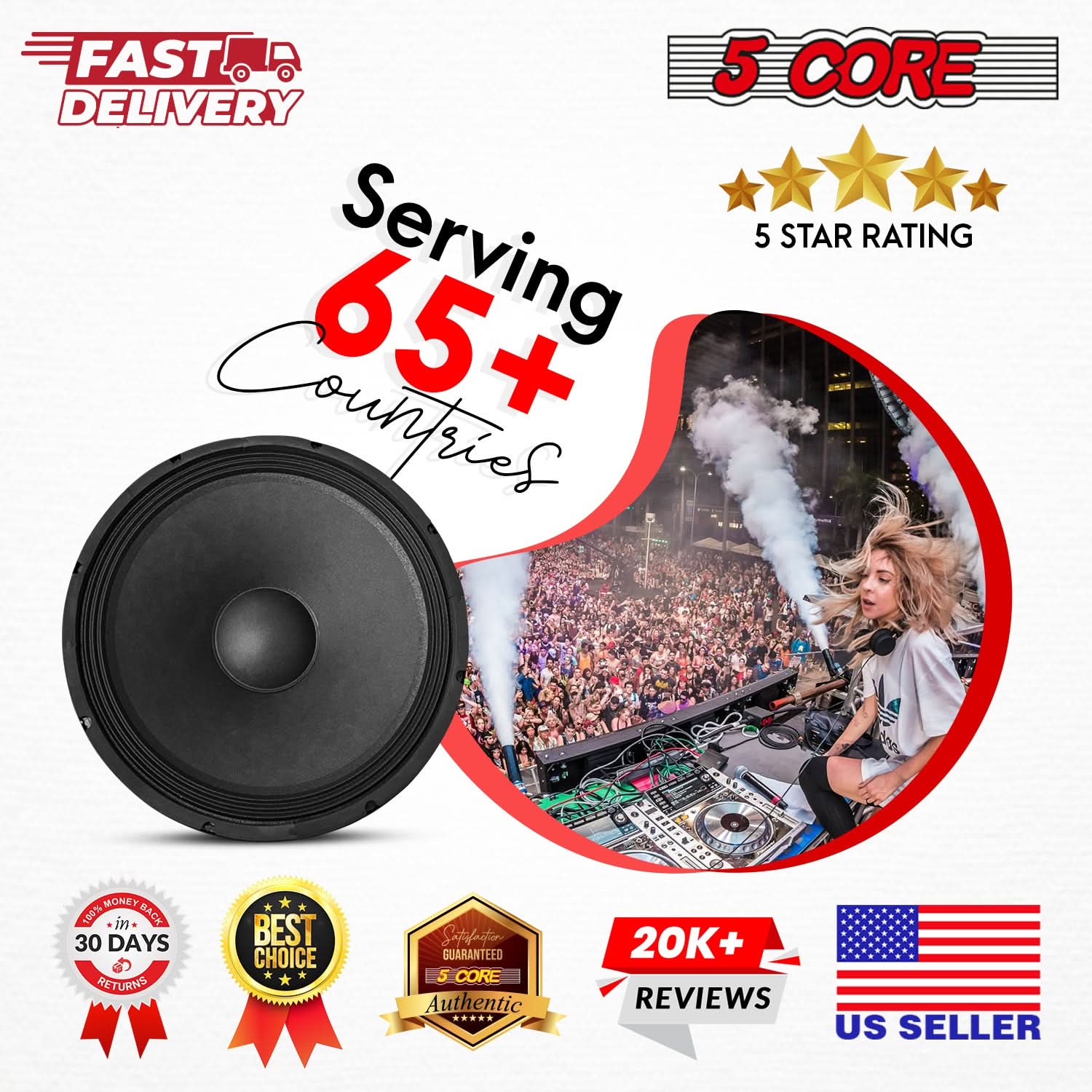 5Core 15 Inch Subwoofer Speaker 2000W Peak 8Ohm Full Range Replacement DJ Woofer - Image 11