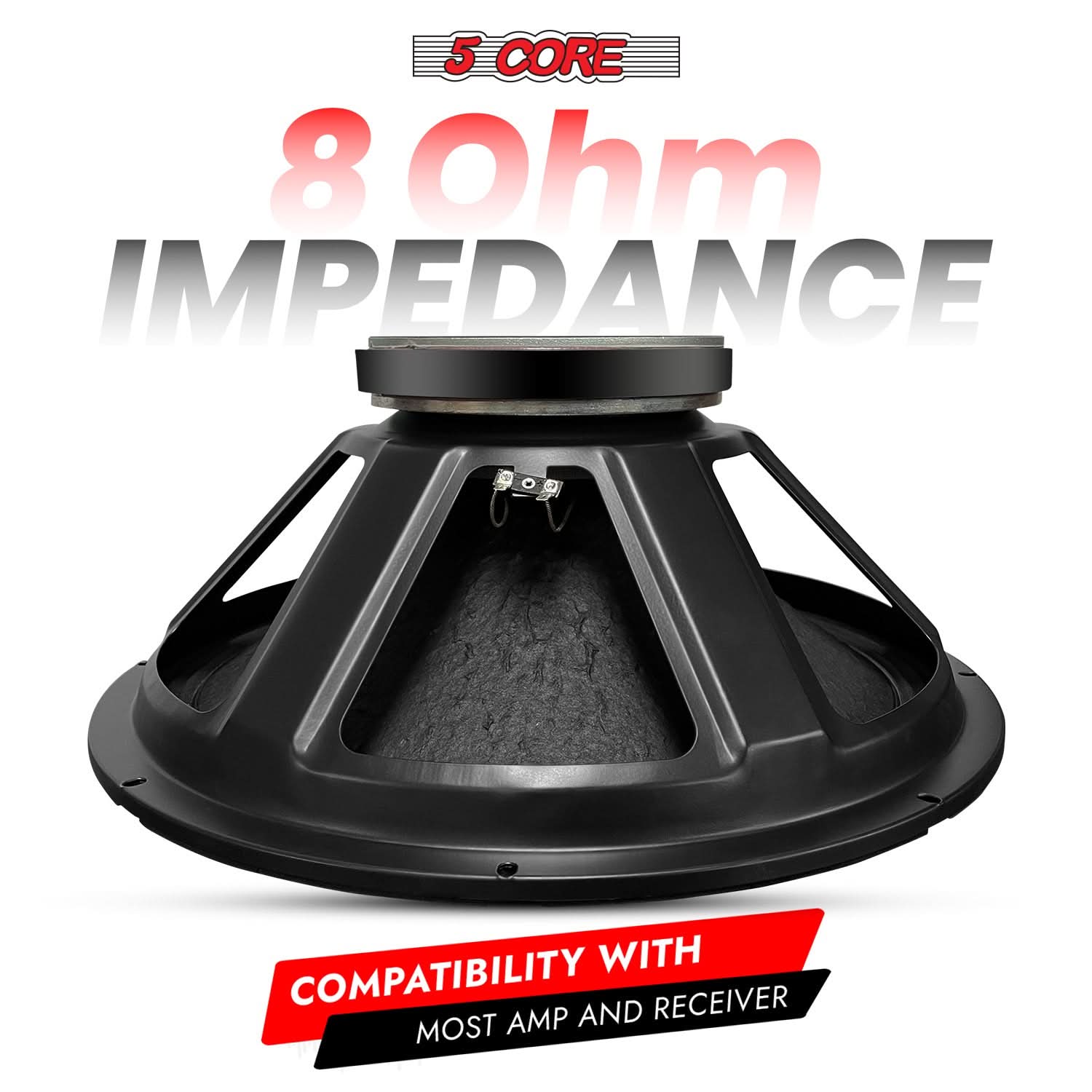 5Core 18 Inch Subwoofer Speaker 1200W Max 8Ohm Full Range Replacement DJ Sub Woofer - Image 4