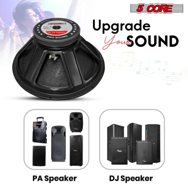 5Core 18 Inch Subwoofer Speaker 1200W Max 8Ohm Full Range Replacement DJ Sub Woofer - Image 6