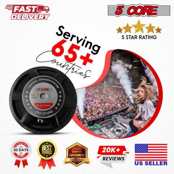5Core 18 Inch Subwoofer Speaker 1200W Max 8Ohm Full Range Replacement DJ Sub Woofer - Image 7