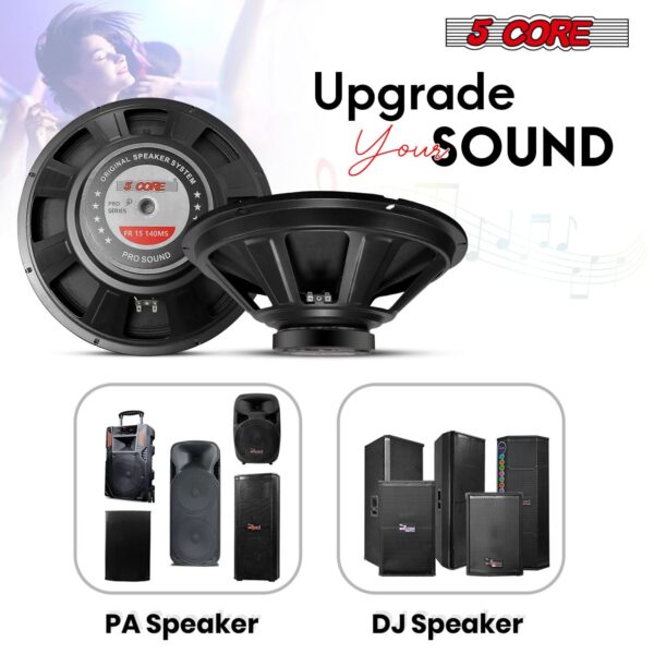 5Core 15 Inch Subwoofer Speaker 2000W Peak 8Ohm Full Range Replacement DJ Woofer - Image 9