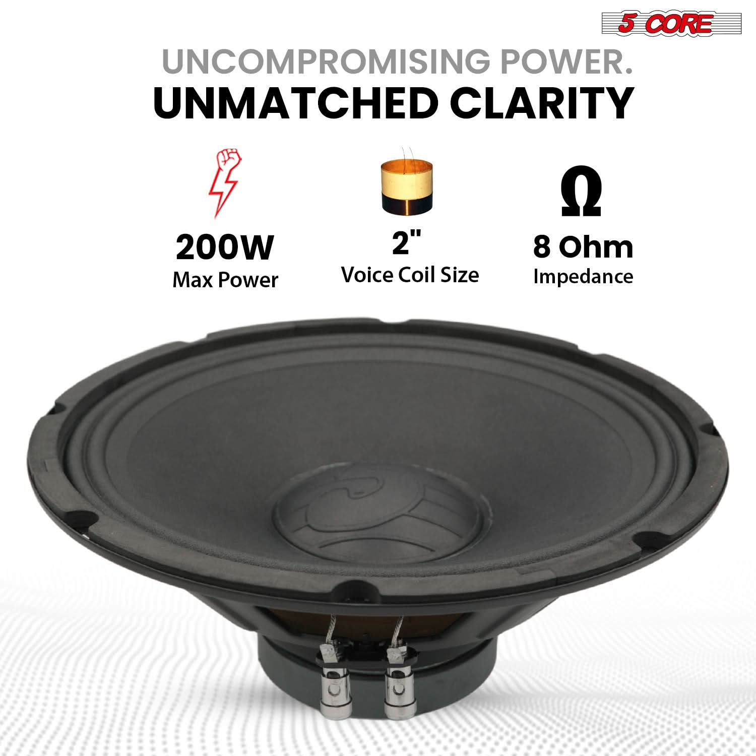 5 Core 12 Inch Speaker Pair 200W PA DJ Loudspeaker 8 Ohm Replacement Driver w 30 Oz Magnet - Image 2