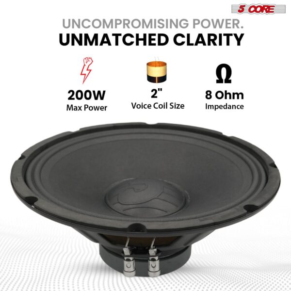 5 Core 12" Subwoofer Speaker 100W RMS Full Range Audio PA DJ Sub Woofer 8Ohm Bass Replacement Driver - Image 2