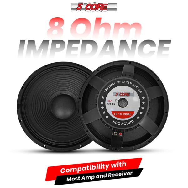 5Core 18 Inch Subwoofer Speaker 1200W Max 8Ohm Full Range Replacement DJ Sub Woofer - Image 4