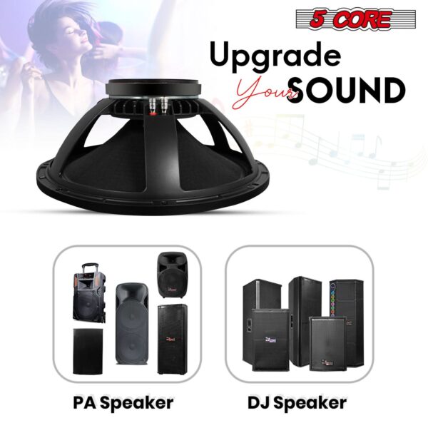 5Core 18 Inch Subwoofer Speaker 1200W Max 8Ohm Full Range Replacement DJ Sub Woofer - Image 9