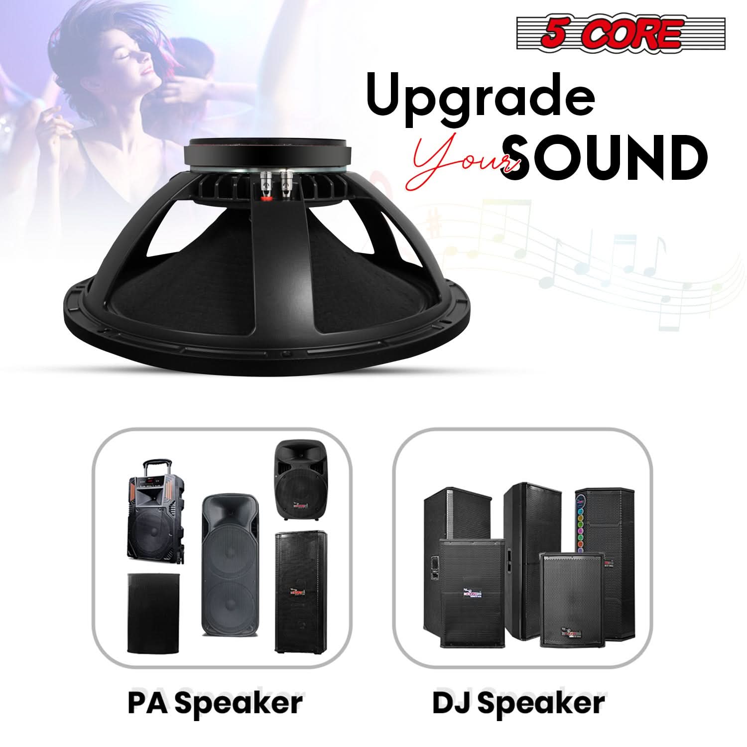 5Core 18 Inch Subwoofer Speaker 1200W Max 8Ohm Full Range Replacement DJ Sub Woofer - Image 9
