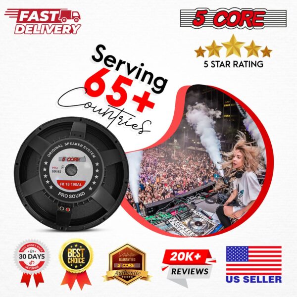 5Core 18 Inch Subwoofer Speaker 1200W Max 8Ohm Full Range Replacement DJ Sub Woofer - Image 10