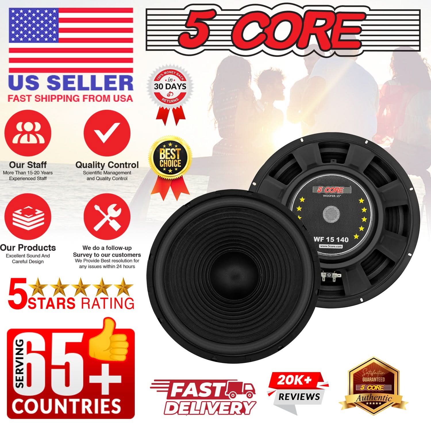 5Core 15 Inch Subwoofer Speaker 450W Max 4Ohm Replacement Sub woofers - Image 10